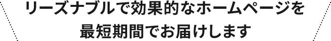 リーズナブルで効果的なホームページを最短期間でお届けします